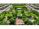 Aerial shot of a lush community park featuring open green spaces, walking paths, and a variety of recreational areas at 10389 Walking View Ct, Las Vegas, NV 89135
