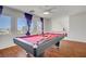 Spacious game room with a billiard table, ceiling fan and views at 1421 Via Savona Dr, Henderson, NV 89052