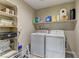 Functional laundry room equipped with shelving and essential appliances at 3707 Paseo De Paz Ave, Las Vegas, NV 89115