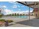Community pool with a modern design, offering residents a perfect space for relaxation and recreation at 759 Pickled Pepper Pl, Henderson, NV 89011
