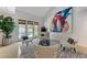 Bright living room with neutral decor and walkout to an outdoor swimming pool at 8121 Castle Pines Ave, Las Vegas, NV 89113