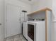 Efficient laundry room featuring a modern washer and dryer set, and functional shelving at 1066 Aspen Valley Ave, Las Vegas, NV 89123