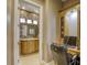 Bathroom with mosaic tile backsplash and stylish vanity at 2008 Winter Wind St, Las Vegas, NV 89134