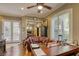 Office space with hardwood floors, French doors, and large built in desk at 2008 Winter Wind St, Las Vegas, NV 89134