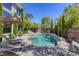 Serene pool area offers a relaxing retreat with beautiful landscaping and sunny skies at 2008 Winter Wind St, Las Vegas, NV 89134