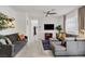 Spacious living room with sectional sofa, television, and plenty of natural light at 3136 Mossfield Ave, Henderson, NV 89052