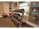 Community gym area featuring free weights and fitness balls for a complete workout at 4200 S Valley View Blvd # 3078, Las Vegas, NV 89103