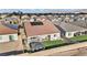 Aerial view of backyard showcasing a covered patio, gazebo, and a lush lawn at 6325 Gambetta St, Las Vegas, NV 89115