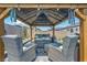 Relaxing gazebo features comfortable seating and lighting, perfect for outdoor entertaining at 6325 Gambetta St, Las Vegas, NV 89115