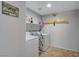 Functional laundry room with appliances and shelving space for storage and supplies at 6868 Sky Pointe Dr # 1089, Las Vegas, NV 89131