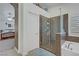 View of a renovated bathroom leading into a bedroom area at 7013 Bisoni St, Las Vegas, NV 89149
