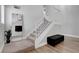 Staircase with carpet steps and white railing at 7726 Keating Cir, Las Vegas, NV 89147