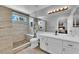 Modern bathroom featuring a stand-up shower, white vanity, and updated fixtures at 3592 N Campbell Rd, Las Vegas, NV 89129