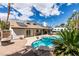 Expansive backyard with a pristine pool, complemented by a stylish patio and well-manicured landscaping at 6517 W Brooks Ave, Las Vegas, NV 89108