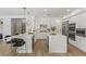 Stylish kitchen features a central island, white cabinetry, and state-of-the-art appliances at 712 Proud Eagle Ln, Las Vegas, NV 89144