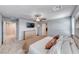 Comfortable main bedroom features plush carpet and access to ensuite bathroom at 10979 Bristol Park Ave, Las Vegas, NV 89166