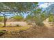 A landscape view of the backyard with desert landscaping, including rocks and bushes at 4185 W Arby Ave, Las Vegas, NV 89118