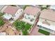 Aerial view of a residential property with backyard featuring landscaping, patio, privacy fence, and neighboring houses at 4909 Cherokee Run Ct, Las Vegas, NV 89131
