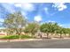 Beautiful street view with lush trees, green spaces, and well-maintained landscaping at 6623 Hurkling Stone Ave, Las Vegas, NV 89139