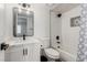 Stylish bathroom features a subway-tiled shower-tub and modern vanity at 905 Sulphur Springs Ln # 101, Las Vegas, NV 89128