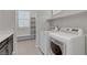 Bright laundry room with modern appliances and built-in shelving for ample storage at 10142 Skye Saddle Ave, Las Vegas, NV 89166