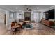 Comfortable living room with fireplace, leather sofa, and stylish decor on hardwood floors at 2617 Mason Ave, Las Vegas, NV 89102