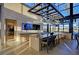 Modern kitchen featuring a large island with bar seating and sleek stainless steel appliances at 4844 E Cactus Canyon Dr, Pahrump, NV 89061