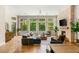 Sun-filled living room with large windows, fireplace, and modern furnishings at 517 Spruce Canyon St, Las Vegas, NV 89144