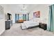 Bright main bedroom features a vaulted ceiling, neutral colors, and large windows, creating a relaxing retreat at 7141 Groveton Ct, Las Vegas, NV 89131