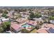 Overhead shot of a home featuring a private backyard pool and surrounded by lush greenery in a residential area at 8340 W Fisher Ave, Las Vegas, NV 89149