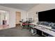 This bedroom is staged as a music room with a drum set and other electronic musical instruments at 10519 Bella Camrosa Dr, Las Vegas, NV 89141