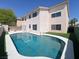 Backyard features a private swimming pool, lush green lawn, and a stylish stucco exterior at 2873 Cambretto Dr, Henderson, NV 89074