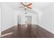 Bright main bedroom with vaulted ceilings, ceiling fan, and access to ensuite bath and closet at 356 Clark Dr, Henderson, NV 89074