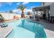 Inviting backyard pool with steps and sparkling clear water at 3695 Funston Way, Las Vegas, NV 89129