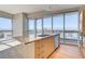 Kitchen island with stone countertops and city views at 4471 Dean Martin Dr # 4001, Las Vegas, NV 89103