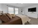 Cozy main bedroom features carpet, large windows, and a soft, inviting aesthetic at 471 Secret Cove Ct, Henderson, NV 89002