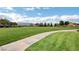 Expansive green space with walking path and manicured landscaping with mountain views at 4910 Cielo Ct, Pahrump, NV 89061
