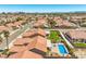 Planned community featuring lush green lawns, refreshing pools, and covered patios, aerial view at 7473 Crystal Clear Ave, Las Vegas, NV 89113