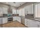 Modern kitchen featuring stainless steel appliances, sleek countertops, and stylish backsplash at 7473 Crystal Clear Ave, Las Vegas, NV 89113