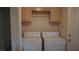 Dedicated laundry area with washer, dryer, and overhead cabinets at 8052 Marbella Cir, Las Vegas, NV 89128