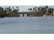 Beautiful community lake view featuring a decorative arched bridge lined with mature palm trees at 8052 Marbella Cir, Las Vegas, NV 89128