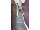 View of the home's stairway featuring decorative carpeting and purple accent wall at 9000 S Las Vegas Blvd # 2222, Las Vegas, NV 89123