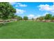 Expansive grassy common area perfect for recreation, surrounded by mature trees and lush landscaping at 11164 African Sunset St, Henderson, NV 89052