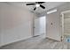 Bedroom with a ceiling fan and a view of the bathroom at 1708 Poplar Ave, Las Vegas, NV 89101
