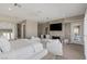 Expansive main bedroom with fireplace, tv, and open-concept access to bath at 2 Olympia Outlook Dr, Las Vegas, NV 89141