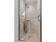 Shower with modern tile and frameless glass door at 20 Via Visione # 104, Henderson, NV 89011