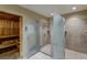 Modern bathroom with a sauna and glass door showers, designed for a luxurious and relaxing experience at 270 E Flamingo Rd # 214, Las Vegas, NV 89169