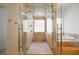 This bathroom features a marble shower and soaking tub, with natural light at 2805 High Sail Ct, Las Vegas, NV 89117