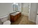 Bathroom with granite countertops, tile flooring, and shower-tub combo at 3400 Cabana Dr # 1033, Las Vegas, NV 89122