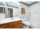 Bathroom with a shower over tub combo and a vanity with one sink at 3854 Spruceview Ct, Las Vegas, NV 89147